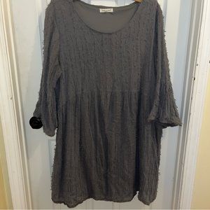 Indigo Soul Gray Plus Sized Dress with Angel Sleeves